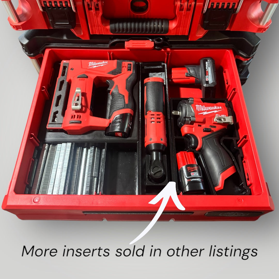 Custom M12 Stapler 1/2-Drawer Insert For Milwaukee Packout 2 & 3 Drawer (48-22-8442 / 48-22-8443)