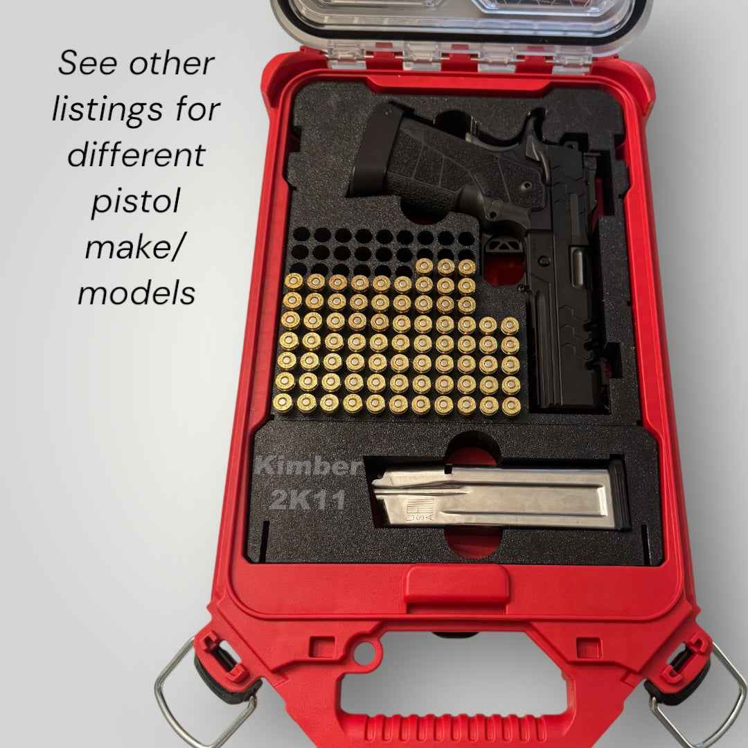 Custom Sig Sauer Pistol Insert for Milwaukee Packout (48-22-8436) – Holds 1 Handgun, 1 Magazine, & 50 rounds