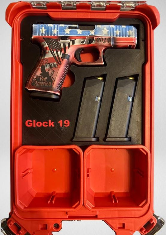 Custom Milwaukee Packout Insert For Compact Pistol – Gun Case Insert with Mag Slots & Cup Space