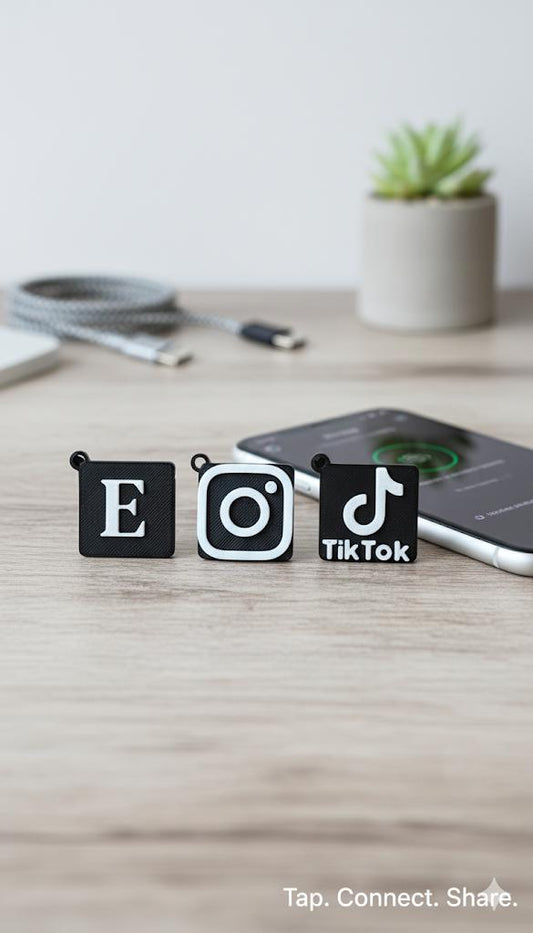 Custom 3D Printed NFC Keychain: Social Media, WiFi, Contact Info