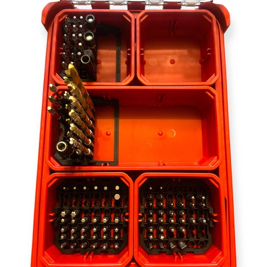 Rotating Drill Bit Organizer for Milwaukee Packout Shallow Bins | Accommodates All Lengths
