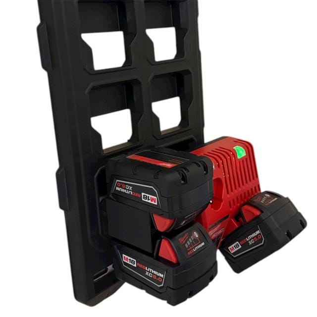 Secure M18 Battery Holder for Milwaukee Packout Wall System | Anti-Drop Locking Notch | Double Slotted