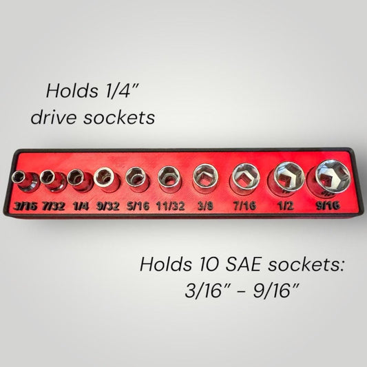 Modular Socket Organizer | 1/4β Drive SAE | Gridfinity Compatible | Custom Two-Tone Color