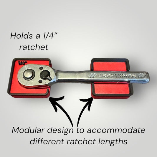 Modular Oranizer for 1/4β Drive Ratchet | Gridfinity Compatible Tool Drawer Insert | Two-tone Color