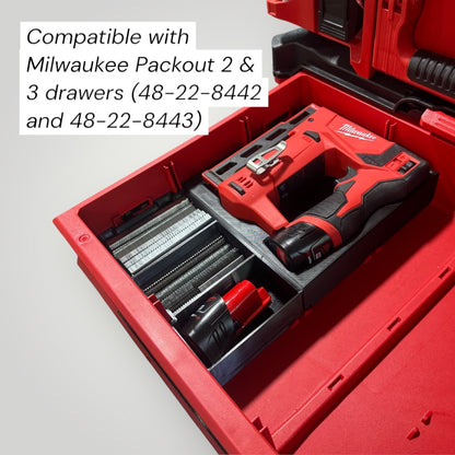 Custom M12 Stapler 1/2-Drawer Insert For Milwaukee Packout 2 & 3 Drawer (48-22-8442 / 48-22-8443)