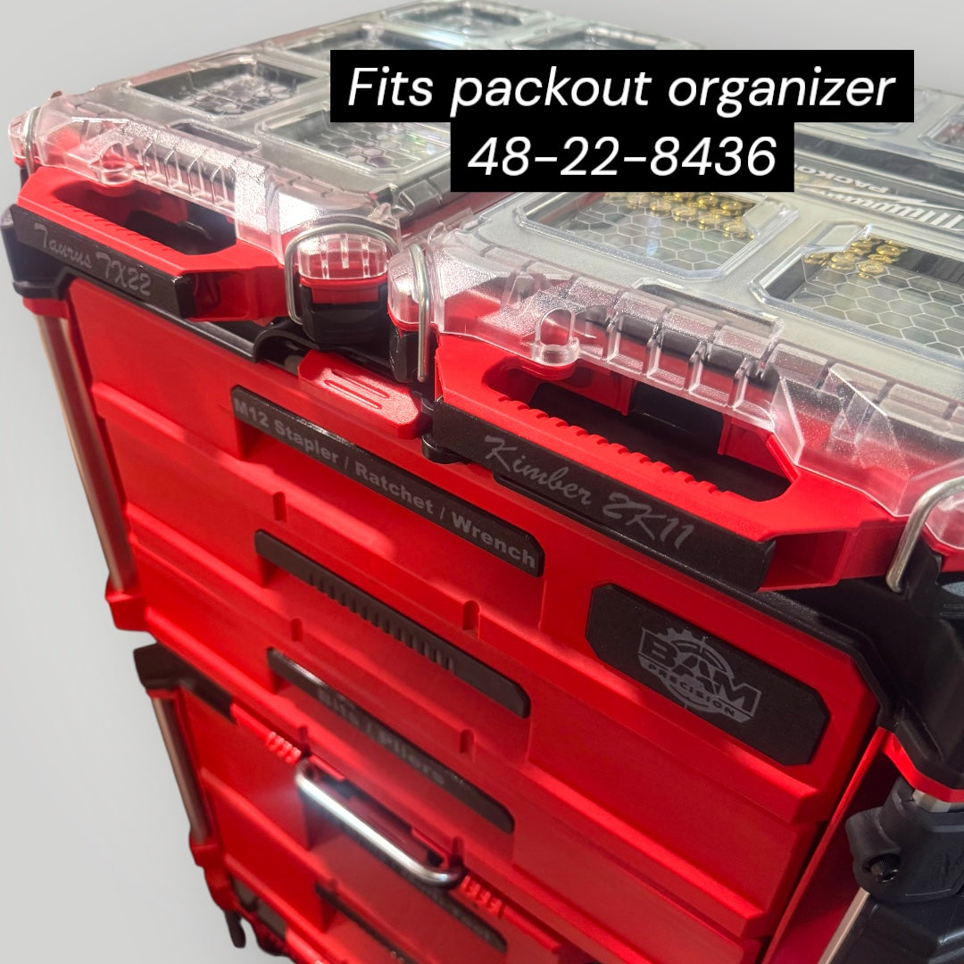 Custom Text Handle Label for Milwaukee Packout Low Profile Organizer (48-22-8436)