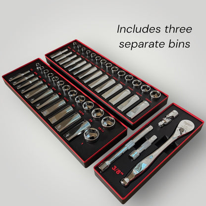 Tool Box Organizer for Milwaukee 3/8" Drive 56PC Socket Set | Gridfinity Modular Bins