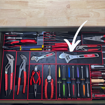 Tool Box Organizer for Milwaukee 10" Adjustable Wrench (48-22-7410) | Gridfinity Modular Tray