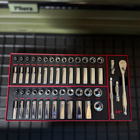 Tool Box Organizer for Milwaukee 3/8" Drive 56PC Socket Set | Gridfinity Modular Bins