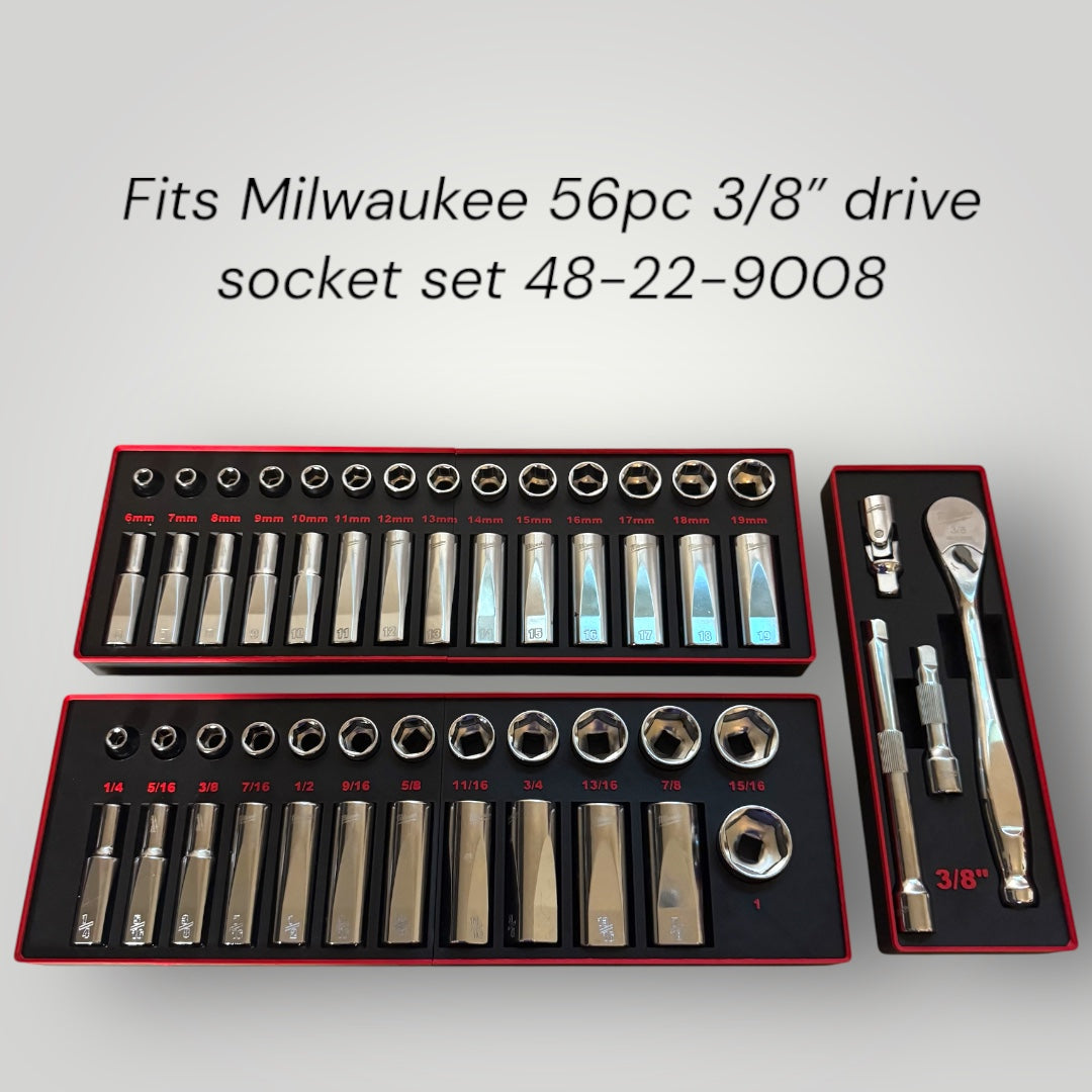 Tool Box Organizer for Milwaukee 3/8" Drive 56PC Socket Set | Gridfinity Modular Bins