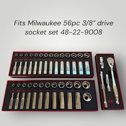 Tool Box Organizer for Milwaukee 3/8" Drive 56PC Socket Set | Gridfinity Modular Bins