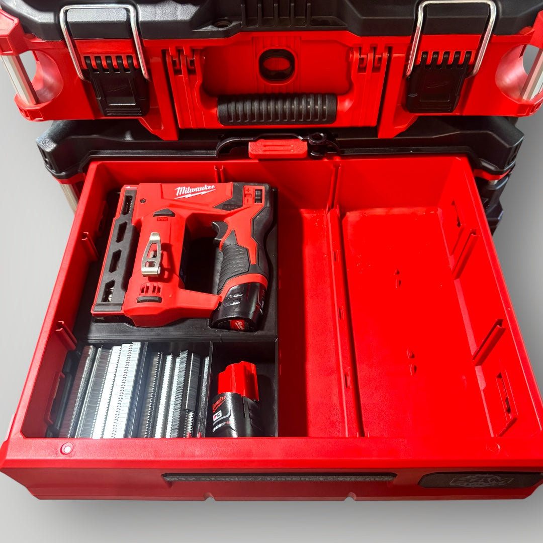 Custom M12 Stapler 1/2-Drawer Insert For Milwaukee Packout 2 & 3 Drawer (48-22-8442 / 48-22-8443)
