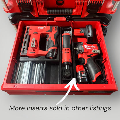 Custom M12 Stapler 1/2-Drawer Insert For Milwaukee Packout 2 & 3 Drawer (48-22-8442 / 48-22-8443)
