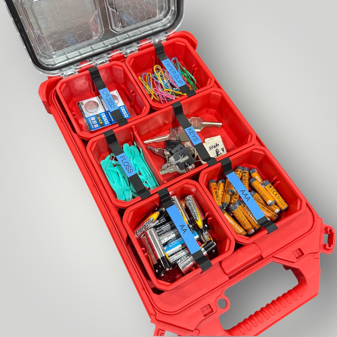 Label Strips for Milwaukee Packout Shallow Bins – Custom-Fit, Low-Profile Design