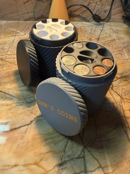 Coin Organizer / Jar / Customizable / 5"x4.25"