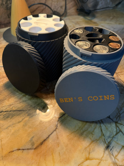 Coin Organizer / Jar / Customizable / 5"x4.25"