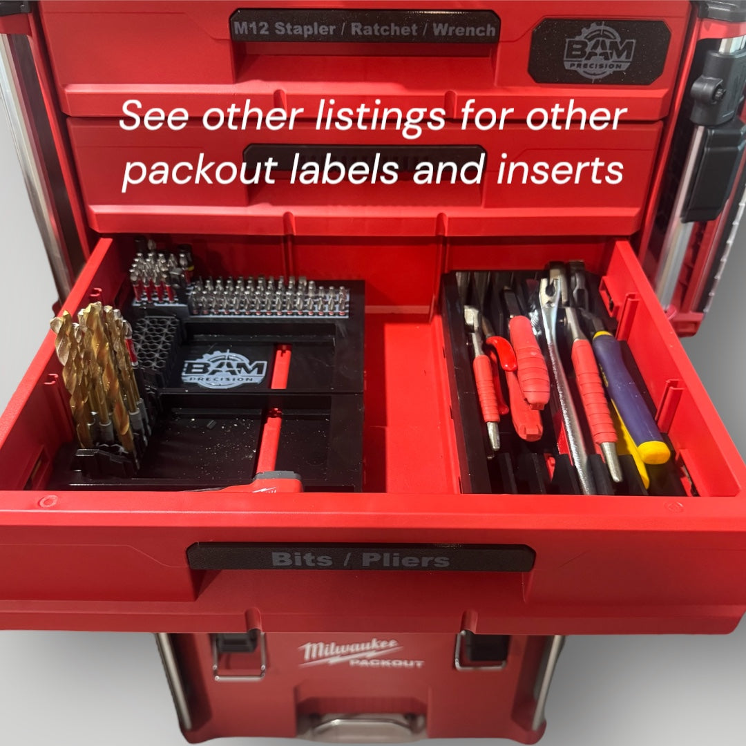 Custom Text Replacement Handle Label for Milwaukee Packout Drawers (48-22-8442 & 48-22-8443)