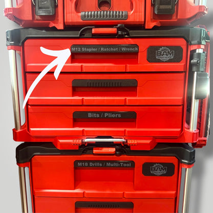 Custom Text Replacement Handle Label for Milwaukee Packout Drawers (48-22-8442 & 48-22-8443)