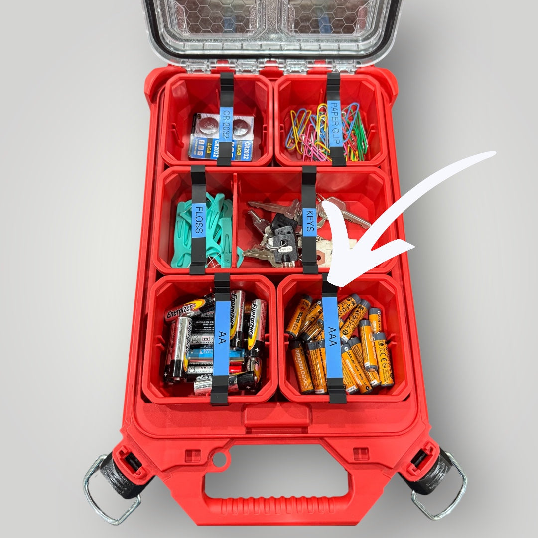 Label Strips for Milwaukee Packout Shallow Bins – Custom-Fit, Low-Profile Design