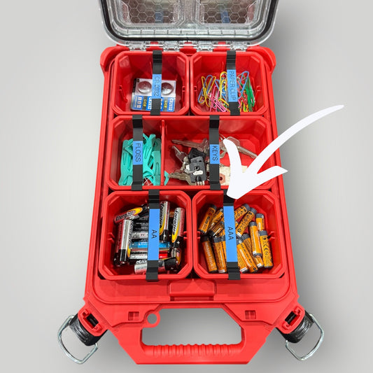 Label Strips for Milwaukee Packout Shallow Bins – Custom-Fit, Low-Profile Design