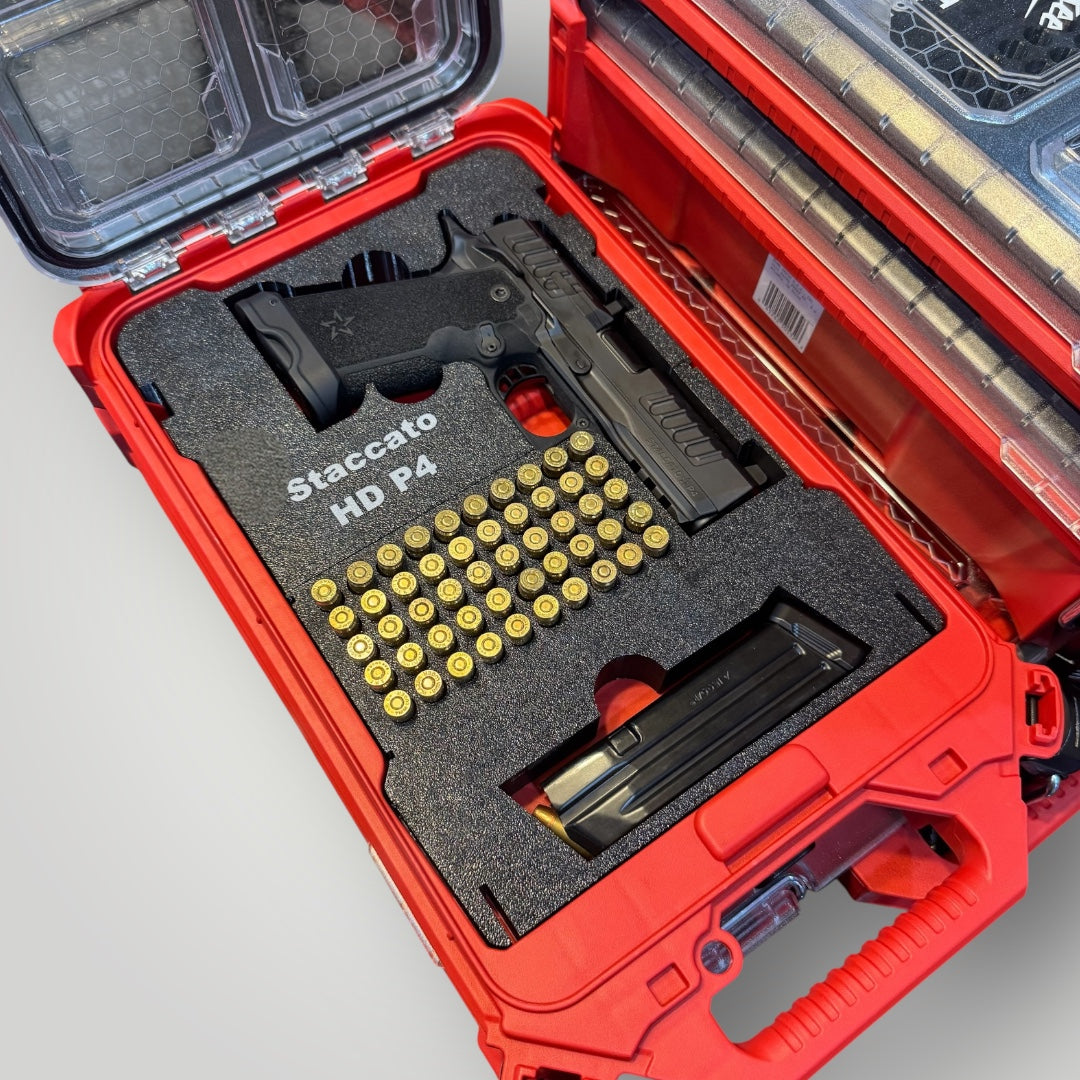 Custom Staccato Pistol Insert for Milwaukee Packout (48-22-8436) – Holds 1 Handgun, 1 Magazine, & 50 rounds