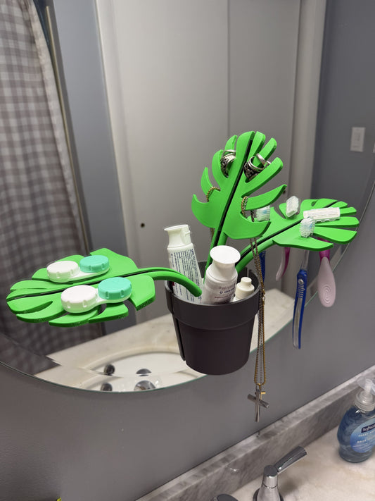 Monstera Bathroom Organizer - Mirror Mount