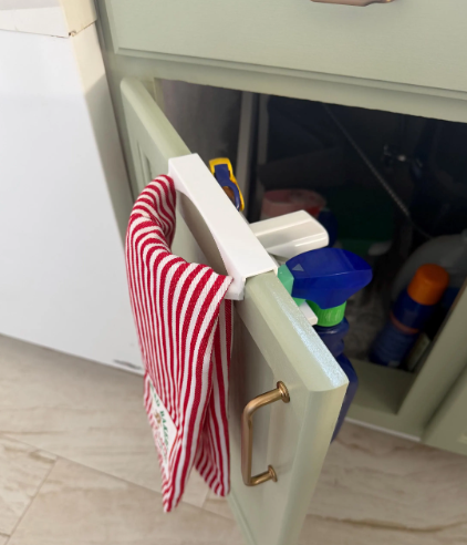 Cabinet Door Towel and Spray Bottle Holder