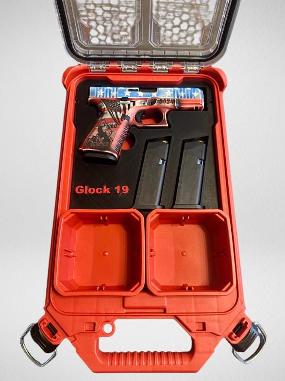 Custom Milwaukee Packout Insert For Compact Pistol – Gun Case Insert with Mag Slots & Cup Space