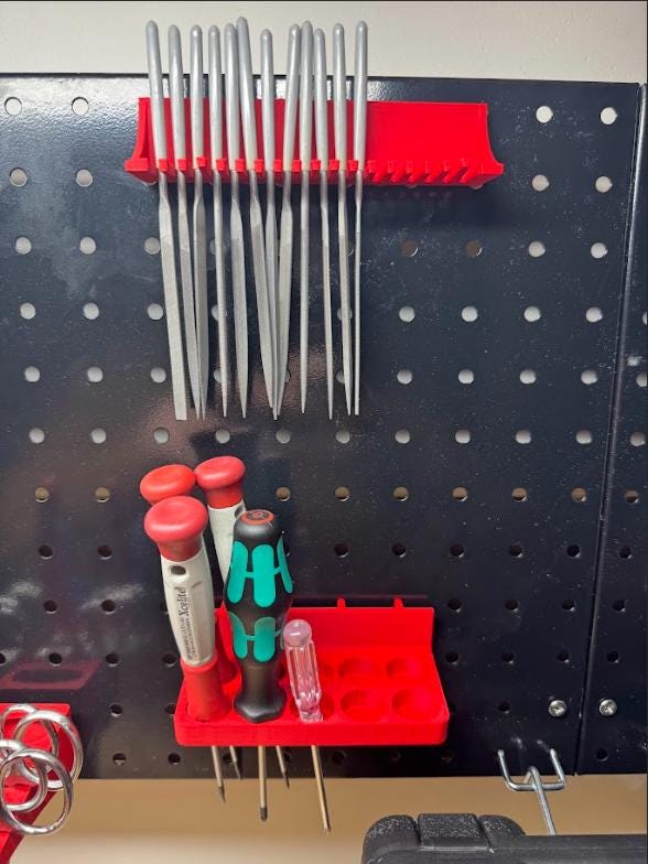 Custom Pegboard Attachments - Modular Set for Files, Bits, Pliers & More