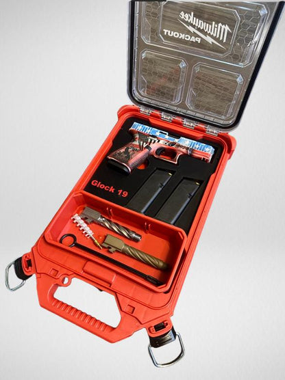 Custom Milwaukee Packout Insert For Compact Pistol – Gun Case Insert with Mag Slots & Cup Space