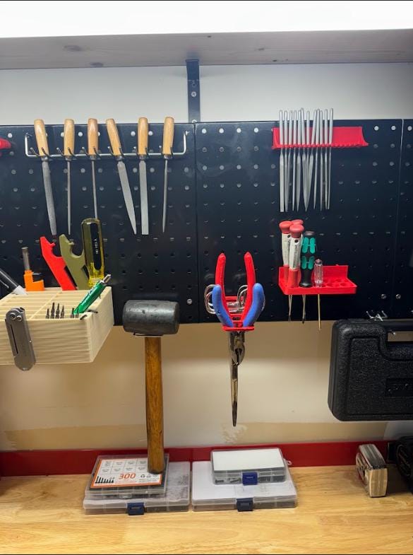 Custom Pegboard Attachments - Modular Set for Files, Bits, Pliers & More