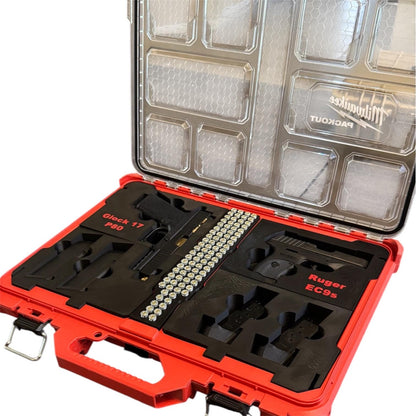Custom Gun Insert for Milwaukee Packout (48-22-8431) – Holds 2 Pistols + 4 Magazines