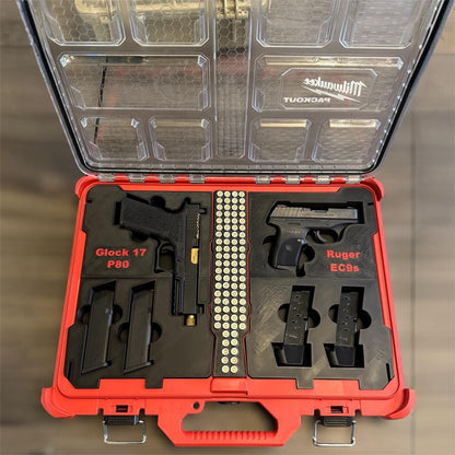 Custom Gun Insert for Milwaukee Packout (48-22-8431) – Holds 2 Pistols + 4 Magazines