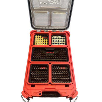 Ammo Inserts for Milwaukee Packout 48-22-8435 | Pistol & Rifle Caliber Storage Trays