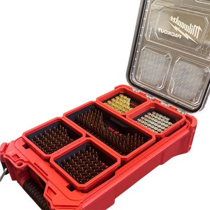Ammo Inserts for Milwaukee Packout 48-22-8435 | Pistol & Rifle Caliber Storage Trays