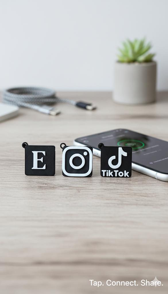 Custom 3D Printed NFC Keychain: Social Media, WiFi, Contact Info