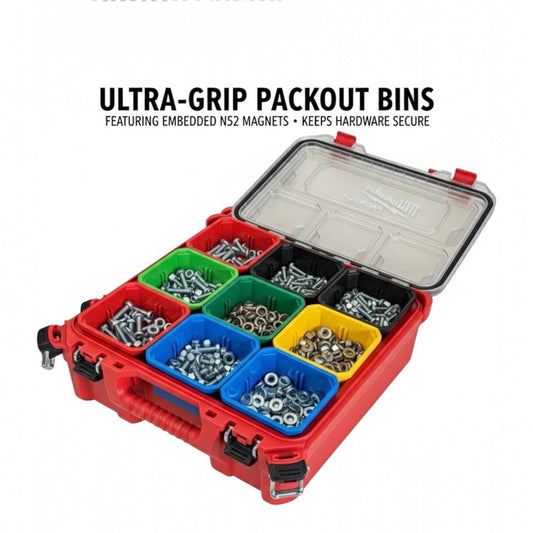 Magnetic Insert Bins for Milwaukee Packout Organizers – 4 Sizes Available (Single/Double Shallow & Deep)