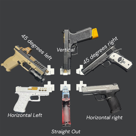 Universal Pistol Wall Mount | 3D Printed Base + Interchangeable Barrel Pins | Various Orientation Options