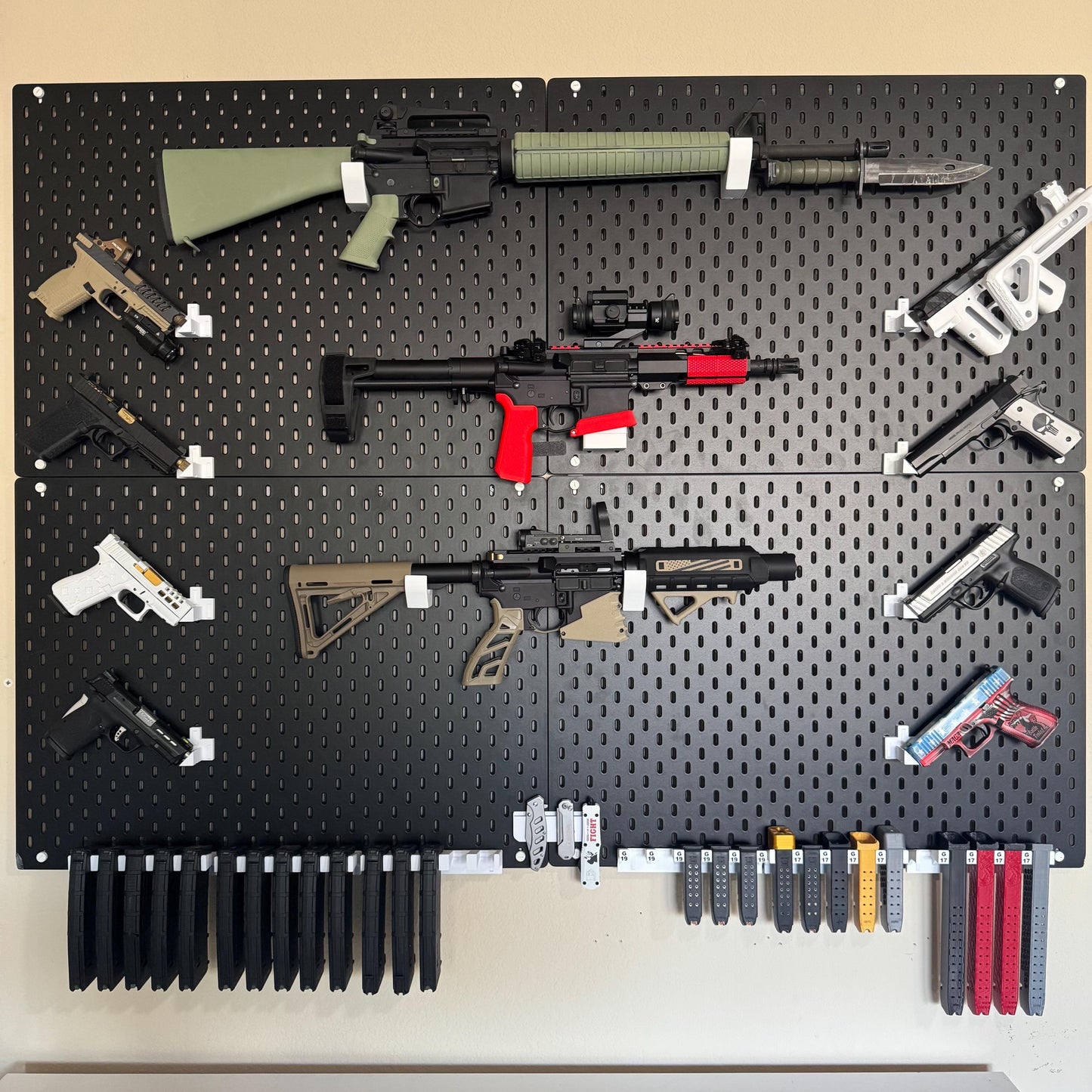 AR-15 Magazine Mount | IKEA SKADIS or Wall Mount | 3 or 5 Slot Options