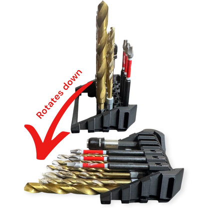 Rotating Drill Bit Organizer for Milwaukee Packout Shallow Bins | Accommodates All Lengths