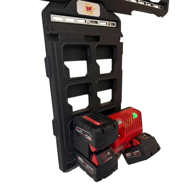 Secure M18 Battery Holder for Milwaukee Packout Wall System | Anti-Drop Locking Notch | Double Slotted