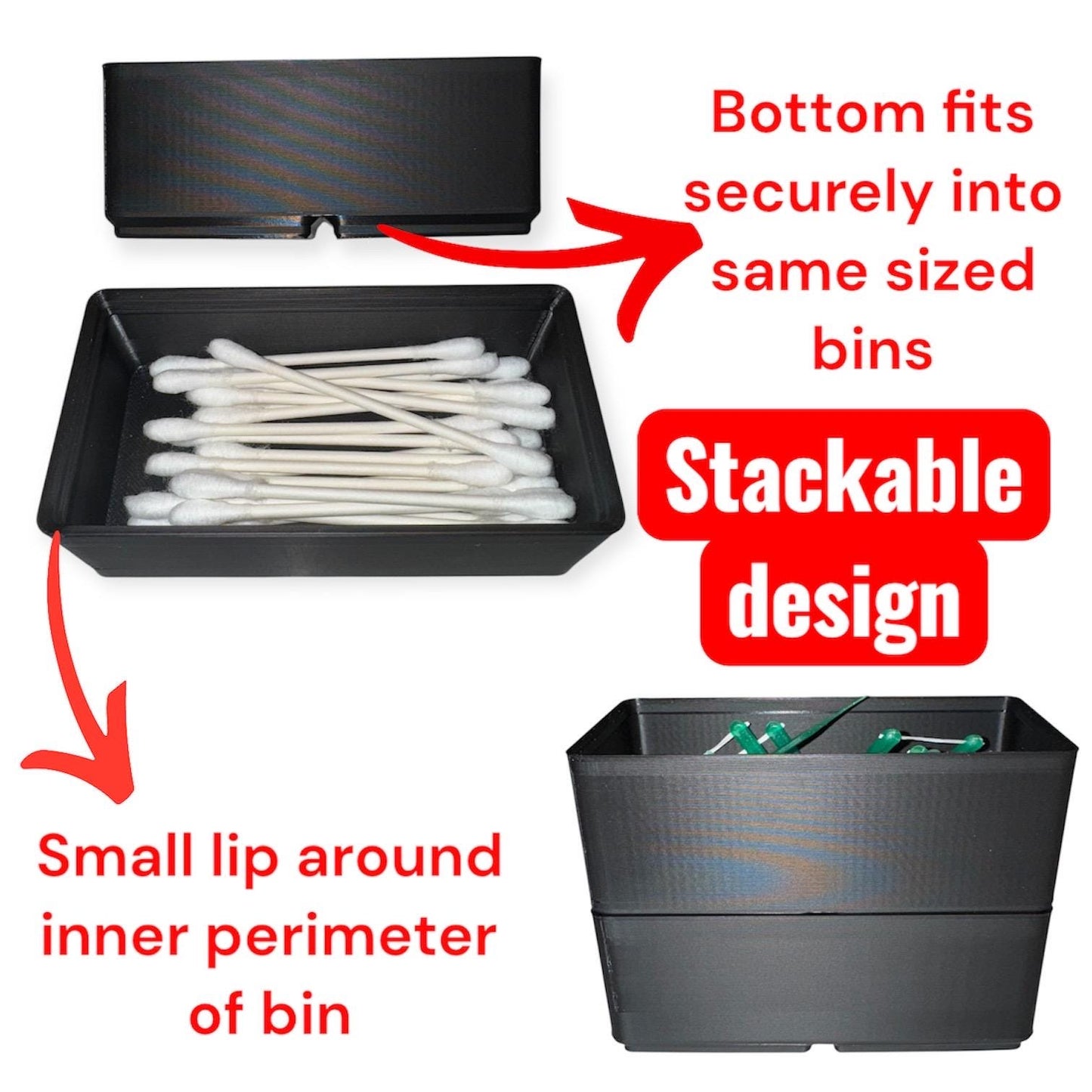 Modular Organizer Bins | Stackable Storage for Tools, Parts, Hardware | Gridfinity Compatible