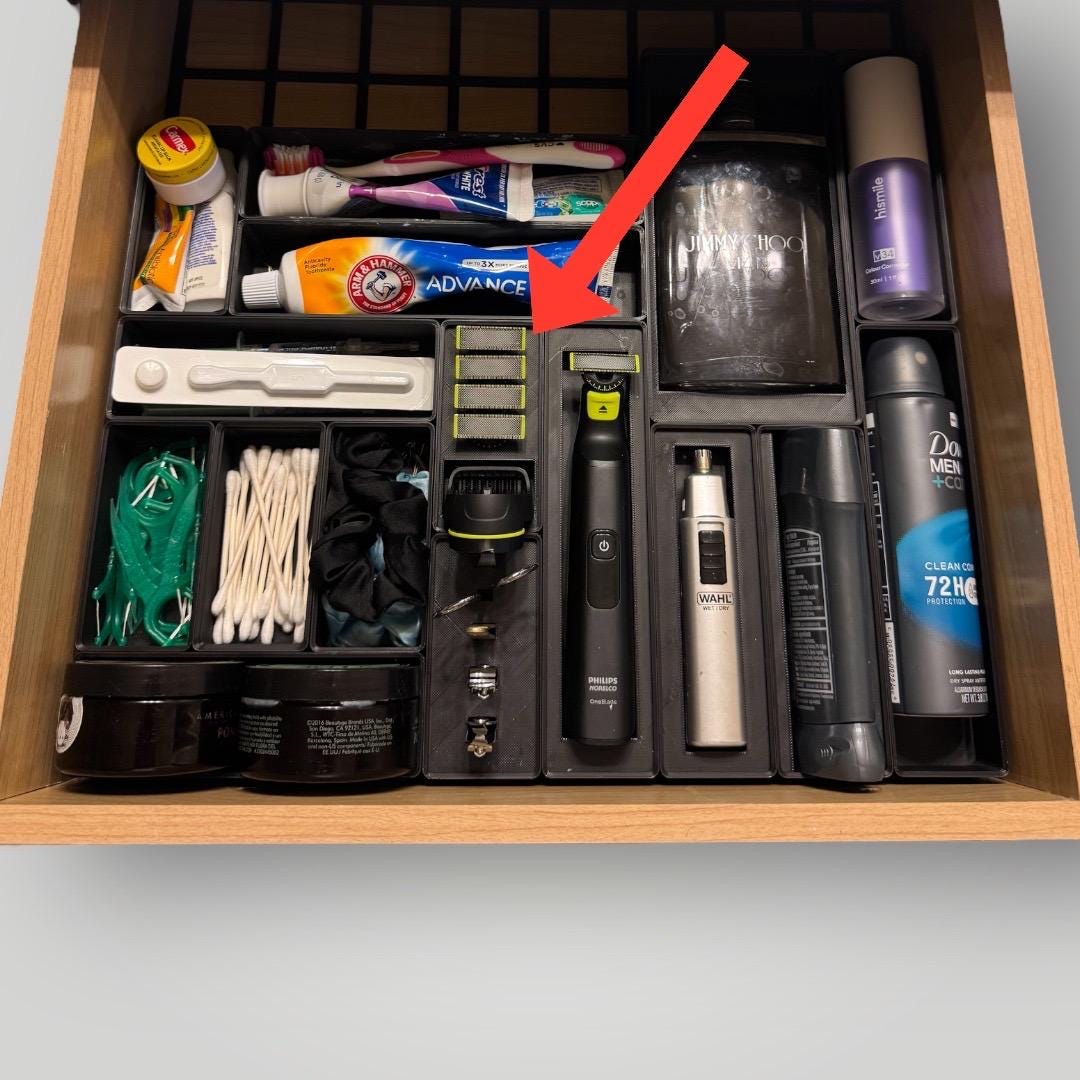 Phillips Norelco OneBlade Organizer | Gridfinity Drawer Insert