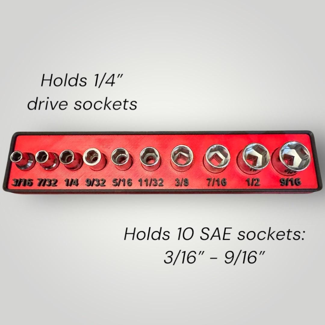 Modular Socket Organizer | 1/4” Drive SAE | Gridfinity Compatible | Custom Two-Tone Color