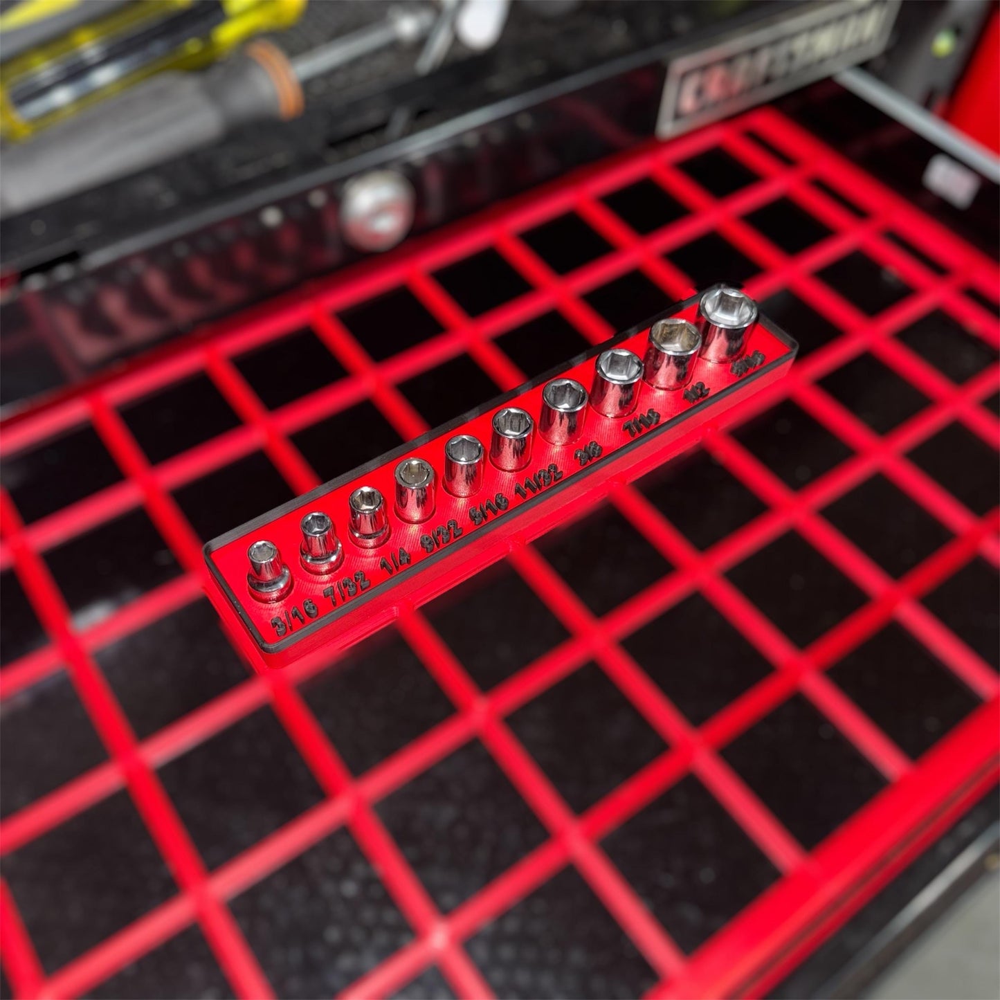 Modular Socket Organizer | 1/4” Drive SAE | Gridfinity Compatible | Custom Two-Tone Color