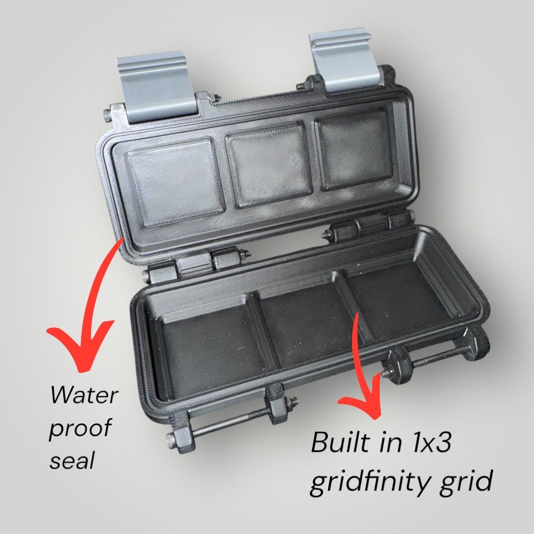 Rugged Gridfinity-compatible Travel Case | Personalized Text Lid