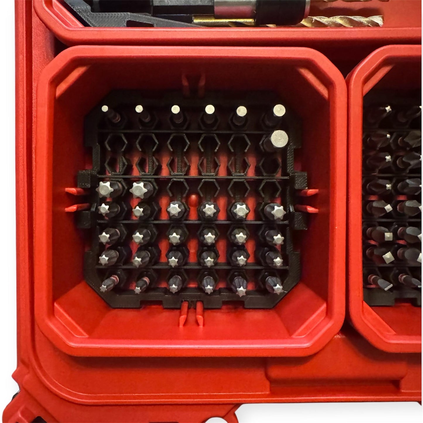 Rotating Drill Bit Organizer for Milwaukee Packout Shallow Bins | Accommodates All Lengths