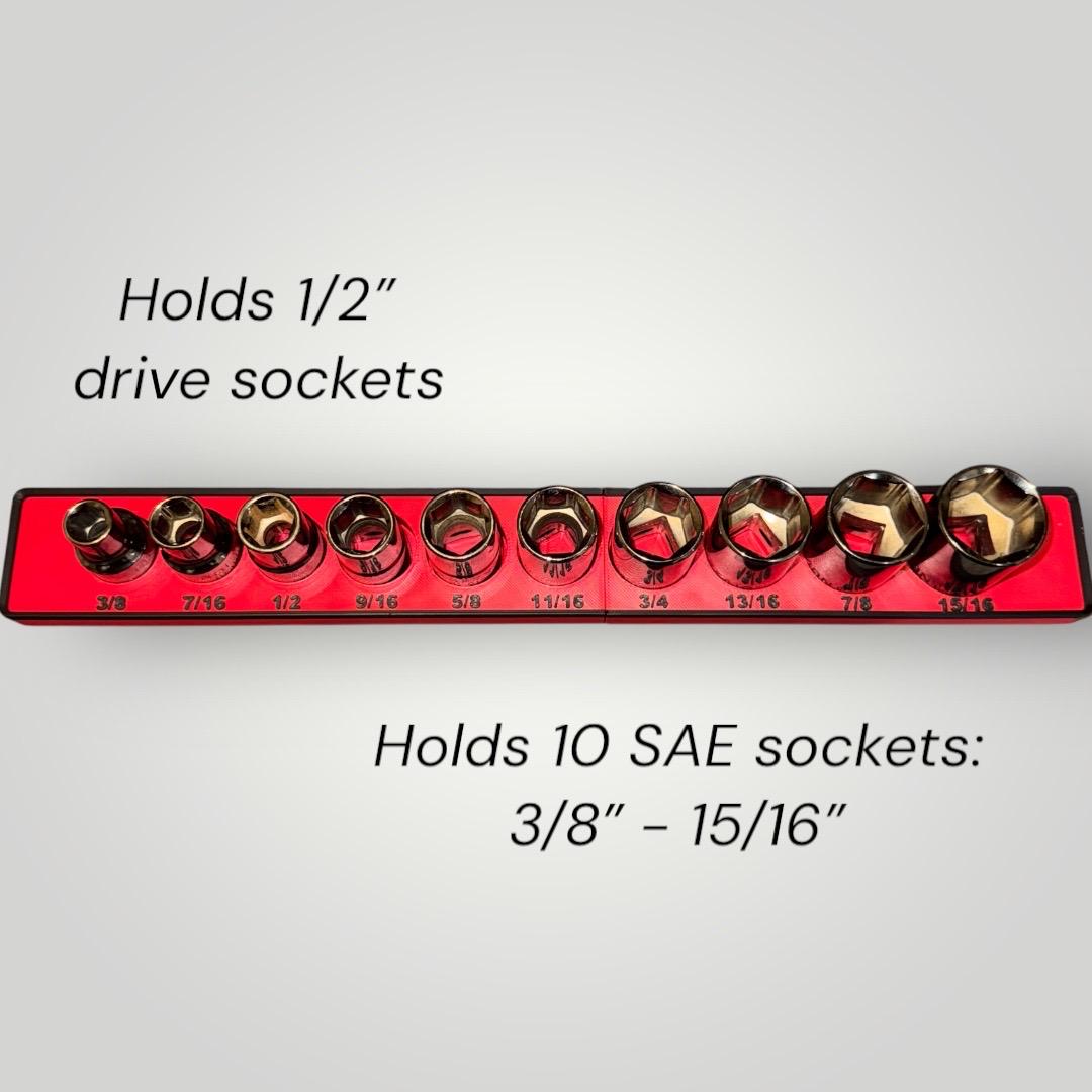 Modular Socket Organizer | 1/2” Drive SAE | Gridfinity Compatible | Custom Two-Tone Color