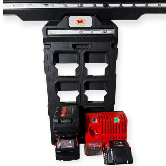 Secure M18 Battery Holder for Milwaukee Packout Wall System | Anti-Drop Locking Notch | Double Slotted