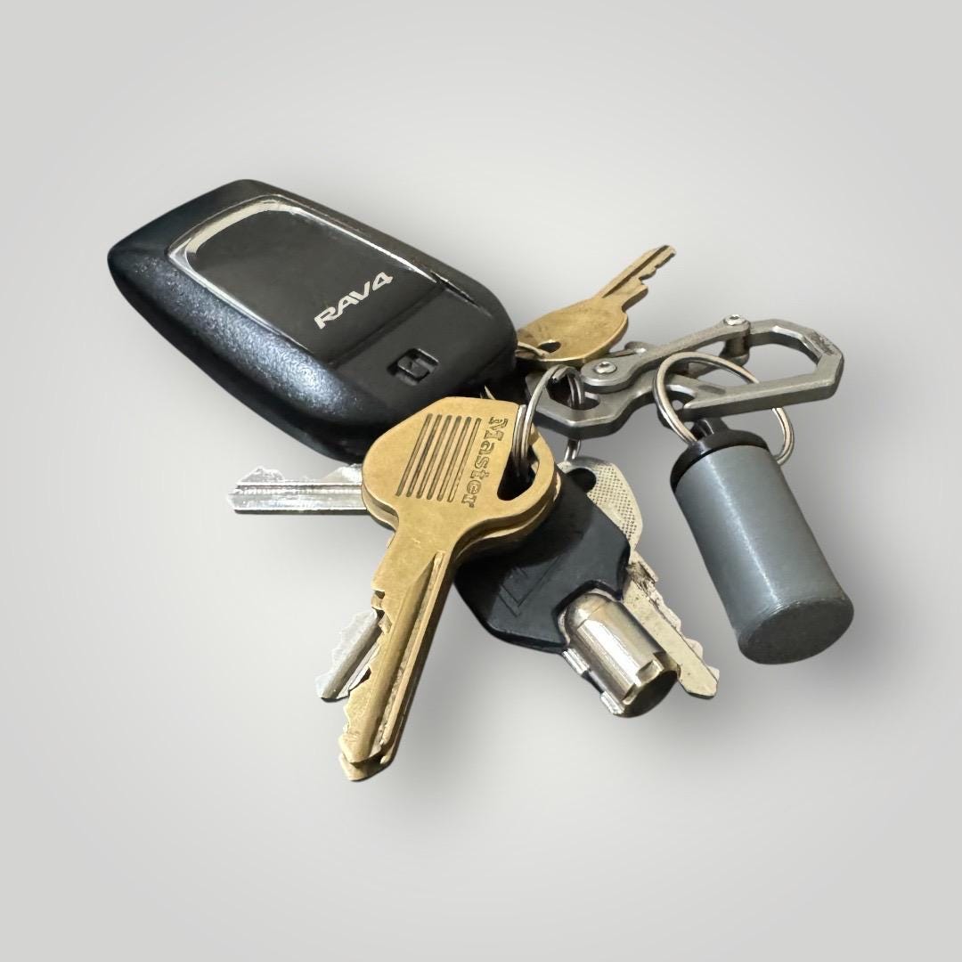 Mini Vial Keychain for Emergency Medication | Single Pill Holder | Custom Two-Tone Color